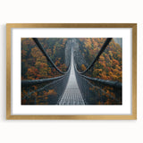 Elegant gold landscape bridge frame with a mat, showcasing a sophisticated front view. Perfect for enhancing home decor, this frame adds a touch of luxury and style to any artwork or photo.