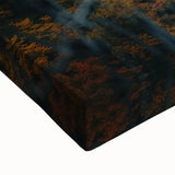 Close-up view of a stretched landscape canvas showcasing a vibrant bridge design, featuring rich colors and intricate details, perfect for home decor.