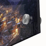 Close-up view of a vibrant acrylic glass artwork showcasing intricate canyon landscapes with rich colors and textures, perfect for modern decor.