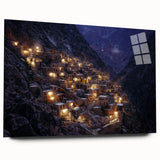 Acrylic glass artwork showcasing a stunning landscape of canyons, highlighting vibrant earthy tones and intricate details, ideal for home decor.