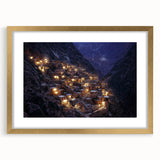 Gold-framed landscape artwork showcasing vibrant canyons, accented with a classic mat, perfect for enhancing living spaces with natural beauty and elegance.