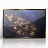 Framed acrylic artwork depicting a vibrant landscape of canyons with rich golden tones, perfect for enhancing modern home decor. Ideal for nature enthusiasts seeking unique wall art.