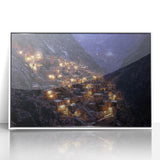 Framed acrylic art piece showcasing a vibrant landscape of canyons, featuring rich earthy tones and dramatic geological formations, enhancing any modern decor.