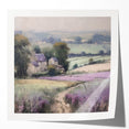 Vibrant landscape wall art print showcasing a serene countryside scene with lush green fields and a clear blue sky, perfect for enhancing home decor.