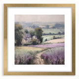 Landscape wall art featuring a serene countryside scene, elegantly framed with a gold mat, ideal for enhancing home decor. Captures vibrant colors and tranquil details, perfect for art enthusiasts.