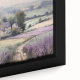 Framed landscape wall art featuring a serene countryside scene, showcasing vibrant greenery and a tranquil blue sky, perfect for home decor enhancement.
