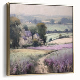 Framed landscape wall art showcasing a picturesque countryside scene with rolling hills, vibrant greenery, and a serene sky, accented in silver and gold tones. Ideal for home decor enthusiasts seeking nature-inspired aesthetics.