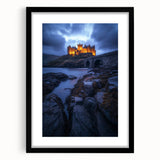 Black frame with mat showcasing a serene countryside landscape artwork, ideal for home decor or gallery display. The composition features lush green fields and a clear blue sky, creating a tranquil atmosphere. Perfect for adding a touch of nature-inspired elegance to any room.