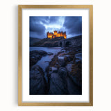 Framed landscape art featuring a picturesque countryside scene with vibrant colors, set in a gold mat and frame, ideal for home decor enhancement and aesthetic appeal.