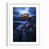 Framed countryside landscape art with a white mat, showcasing serene rolling hills and a clear blue sky, perfect for home decor and enhancing natural aesthetics.