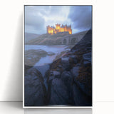 Framed acrylic artwork showcasing a serene countryside landscape with lush greenery, vibrant colors, and a white frame, perfect for home decor accents.