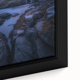 Framed canvas artwork depicting a serene countryside landscape, showcasing vibrant green fields, rolling hills, and a clear blue sky, perfect for enhancing home decor.