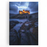 Vibrant countryside landscape canvas artwork featuring lush green fields, rolling hills, and a serene sky, perfect for home decor or office ambiance.