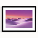 Black-framed landscape artwork depicting a serene desert scene, featuring warm earth tones and intricate details, designed to enhance modern home decor.