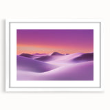 Desert landscape artwork framed in white matting, showcasing warm earth tones and subtle textures, ideal for modern home decor or art collections.