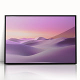 Framed acrylic landscape artwork depicting a serene desert scene with warm tones, showcased in a sleek black frame, ideal for modern home decor.