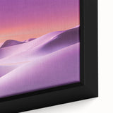 Close-up of a framed canvas depicting a serene desert landscape with vibrant colors and intricate details, ideal for home decor and art enthusiasts.