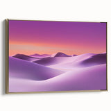 Framed canvas artwork showcasing a stunning desert landscape with warm gold tones, elegantly displayed in a sleek gold frame, perfect for modern home decor.