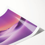 Vibrant rolled desert landscape print showcasing warm hues of orange and red, elegantly packaged in a protective tube, ideal for home decor enthusiasts.