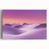 Desert landscape stretched canvas artwork showcasing vibrant hues of orange and yellow, depicting a serene sunset over sand dunes, ideal for modern home decor.