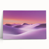 Desert landscape stretched canvas art featuring warm hues of orange and brown, depicting a serene sunset over dunes, perfect for home decor and aesthetic enhancement.