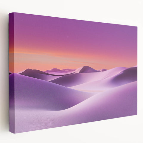 Stretched canvas artwork depicting a vibrant desert landscape with warm tones of orange and yellow, showcasing dramatic rock formations and clear blue skies, perfect for home decor.