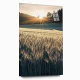 Acrylic landscape artwork depicting vibrant green fields under a clear blue sky, showcasing a side view without pins, perfect for modern home decor.
