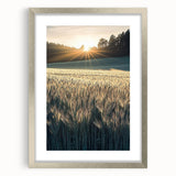 Silver-framed landscape artwork featuring vibrant fields, elegantly matted for a polished look, ideal for home decor or office settings to enhance aesthetics.