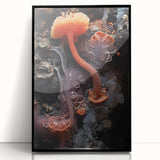 Large abstract wall art featuring geometric shapes in earth tones on a framed acrylic, ideal for a modern living room decor.