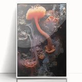 Art deco poster featuring geometric shapes in muted gold and white tones on acrylic, ideal for modern nursery decor.