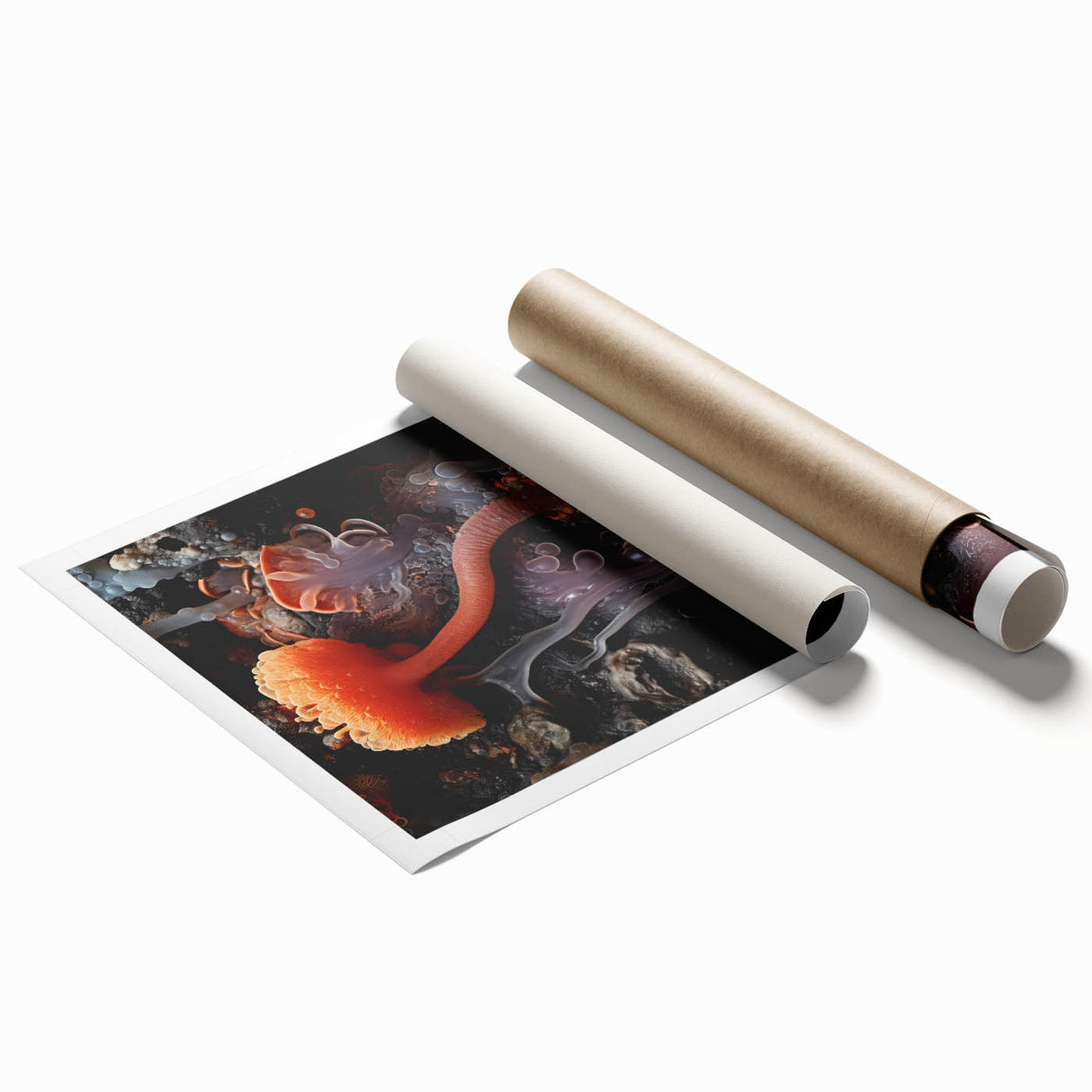 Extra large rolled print featuring close-up floral elements in soft pastel shades, suitable for classy bathroom wall art.