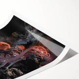 Extra large wall art featuring monochrome line art flowers on a rolled print, suitable for large living room decor.