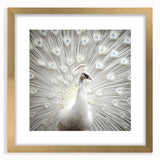 Extra large abstract art print featuring textured swirls in gold and white, framed with a gold mat.