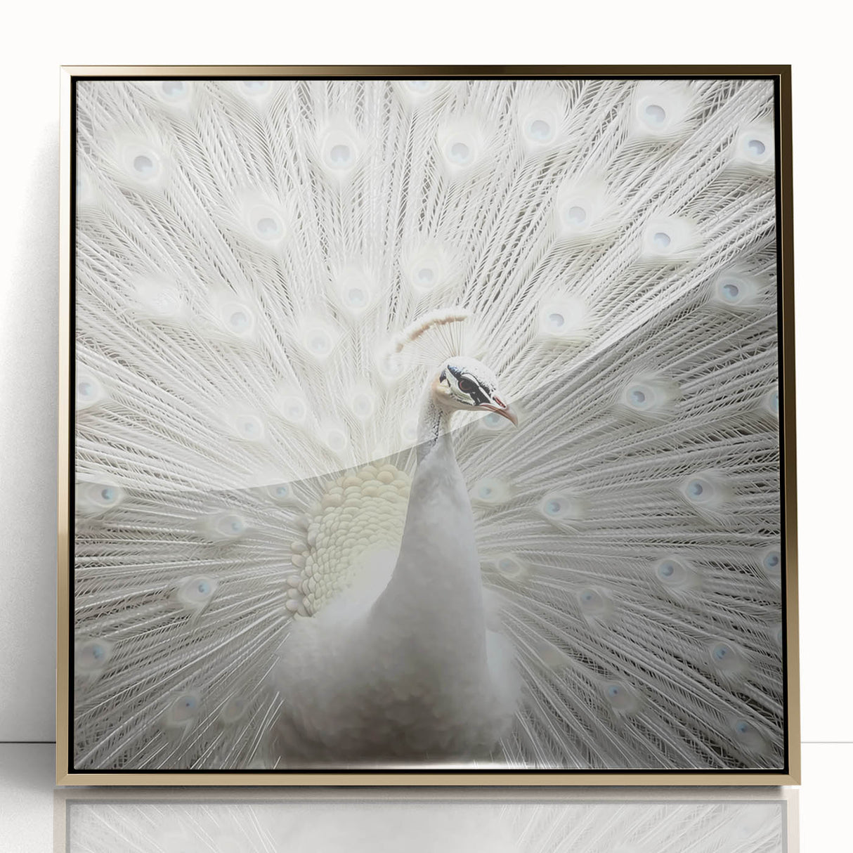 Framed acrylic print of a close-up animal photograph in gold, ideal for nursery wall art or modern decor.
