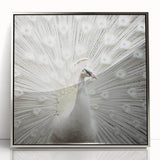 Mid-century modernist art featuring a close-up of an animal in muted gray tones, displayed in a silver-framed acrylic.