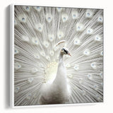 Vintage poster art of a colorful bird on a black background, framed canvas, ideal for living room decor.