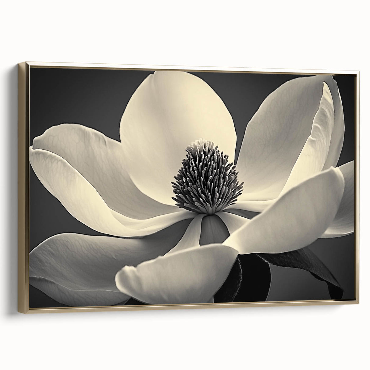 Framed canvas depicting a vintage-style landscape with muted earth tones, ideal for bedroom wall art.