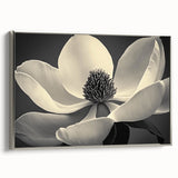 Framed canvas featuring a vintage poster-style landscape art painting with colorful florals against a black background.