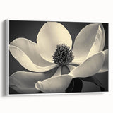 Extra large framed canvas of vintage poster art featuring colorful floral close-ups on a black background.