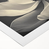 Art deco poster featuring close-up floral designs in soft pastel shades on rolled canvas.