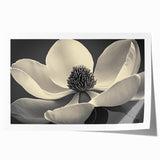 Close-up floral art on rolled print featuring vibrant pink and green tones.