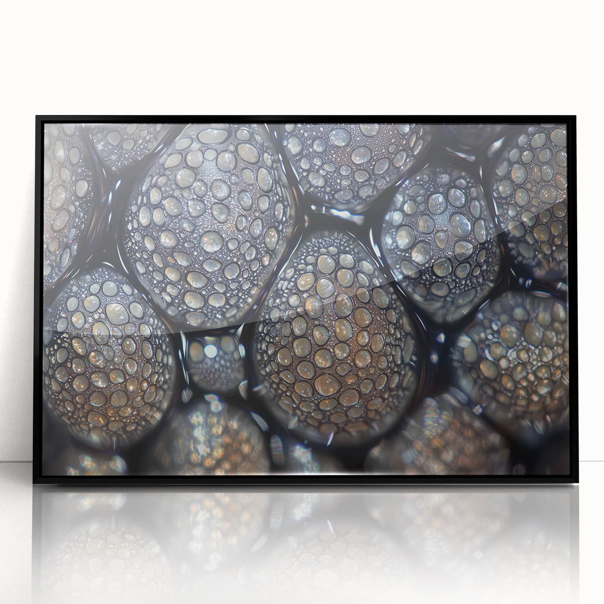Large abstract wall art featuring swirling blue and green patterns on a framed acrylic, ideal for modern living room decor.