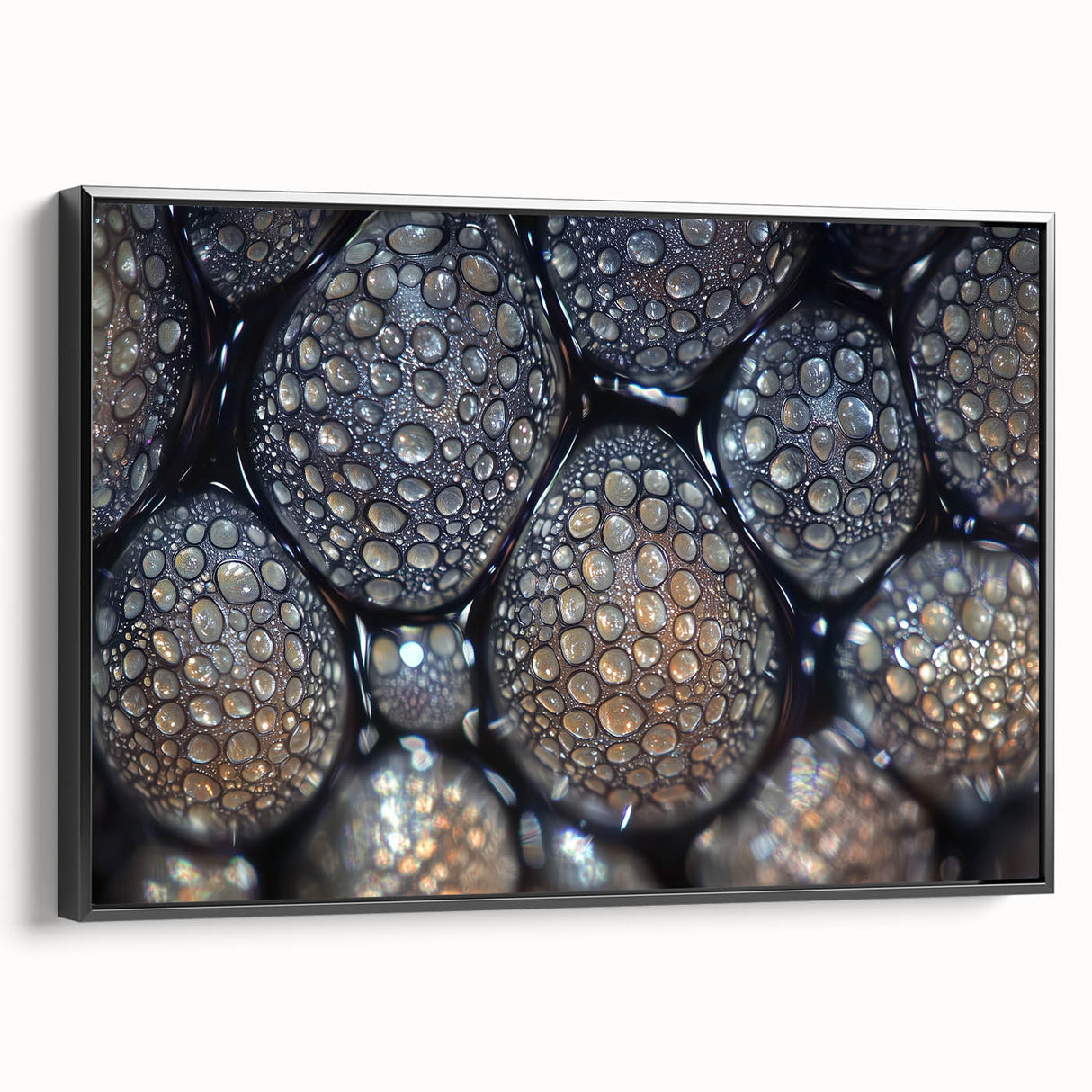 Black and white framed canvas depicting a close-up landscape, ideal for bedroom wall decor.