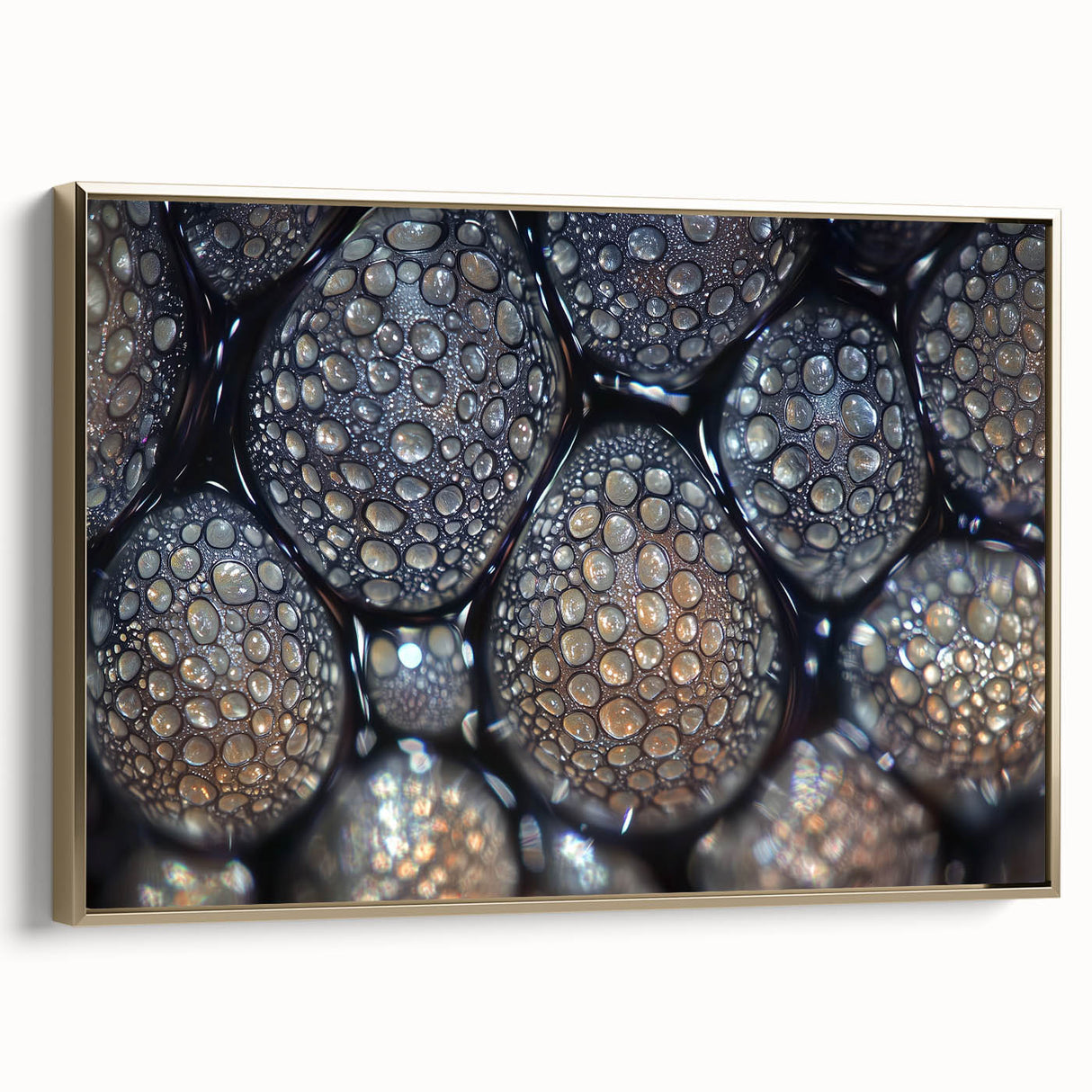 Framed canvas featuring a close-up of nature elements in black, ideal for bedroom wall art.
