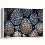 Vintage poster art featuring a close-up of nature elements in vibrant colors on a large framed canvas.
