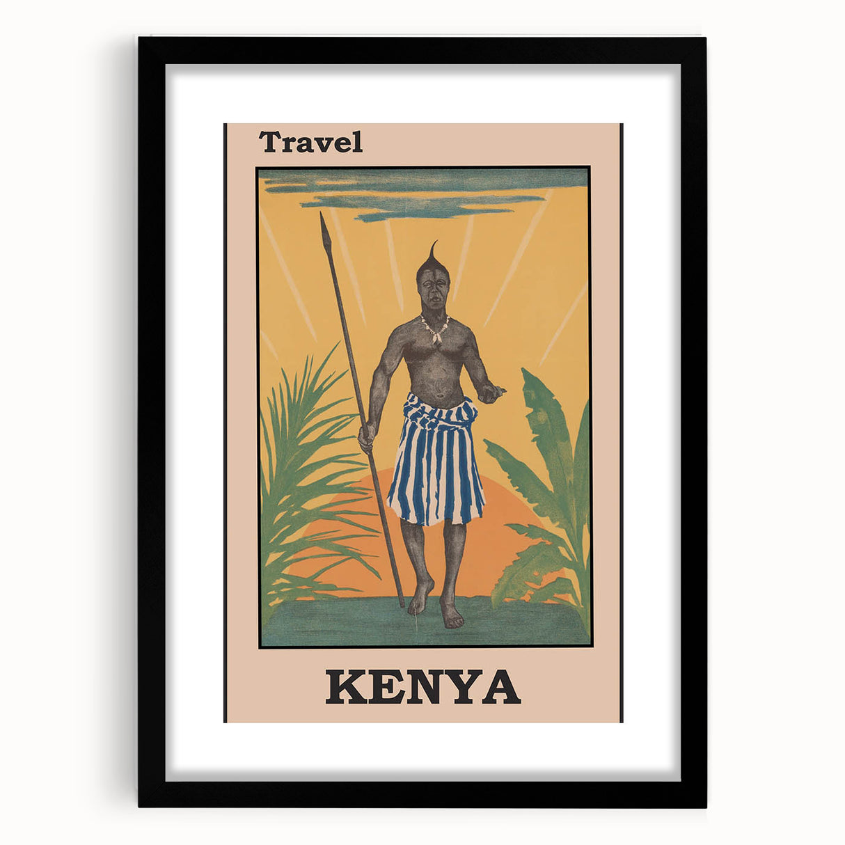 Vintage Kenya Travel Poster | African Culture and Landscape Art Print
