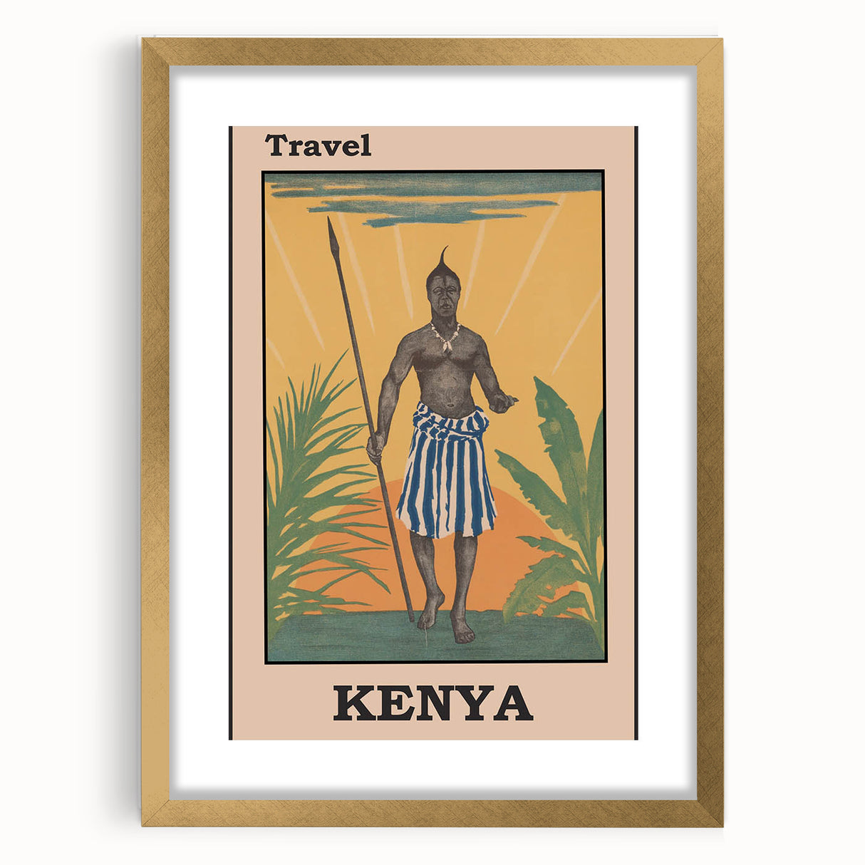 Vintage Kenya Travel Poster | African Culture and Landscape Art Print