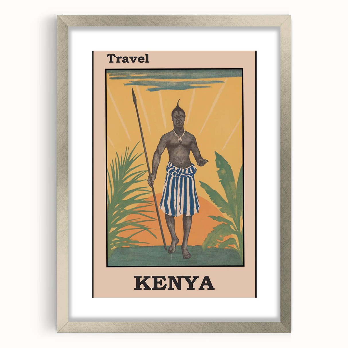 Vintage Kenya Travel Poster | African Culture and Landscape Art Print