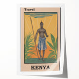 Vintage Kenya Travel Poster | African Culture and Landscape Art Print