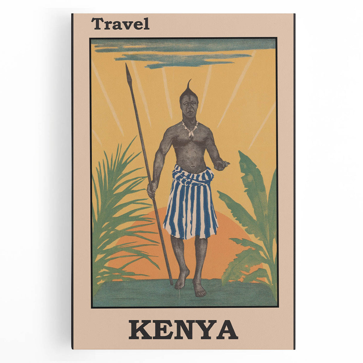 Vintage Kenya Travel Poster | African Culture and Landscape Art Print